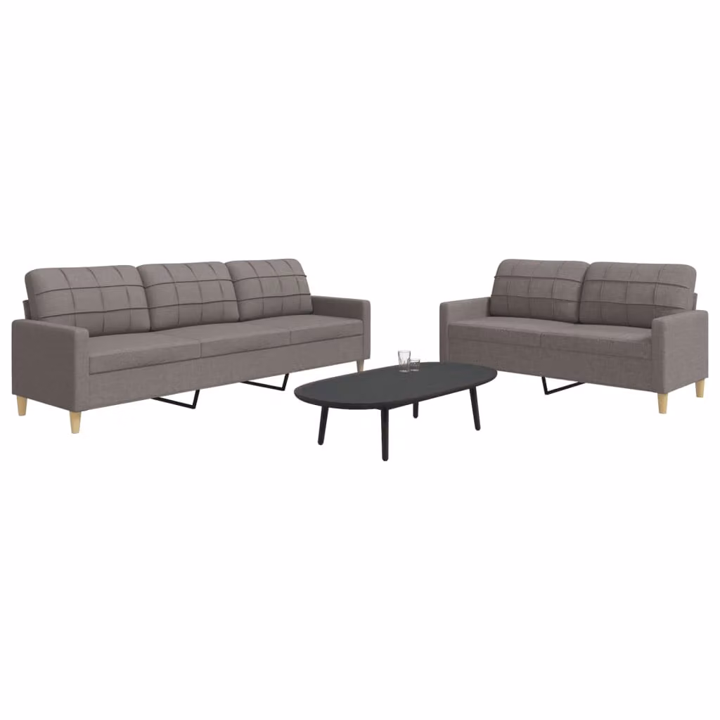 Set di divani vidaXL composto da un divano a 2 posti e uno a 3 posti in tessuto beige con struttura in metallo per il tuo soggiorno – 1