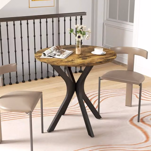 Tavolo rotondo Ø78x75 cm per due persone; in legno; marrone