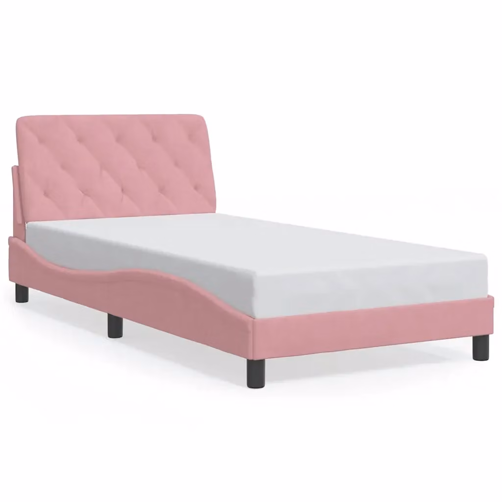 Giroletto vidaXL in velluto rosa con struttura in legno e doghe fisse L/P/H: 100 x 200 cm – 2