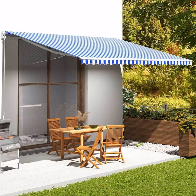 Tessuto di ricambio per tenda da sole vidaXL in poliestere, blu e bianco, L: 500 cm, P: 345 cm