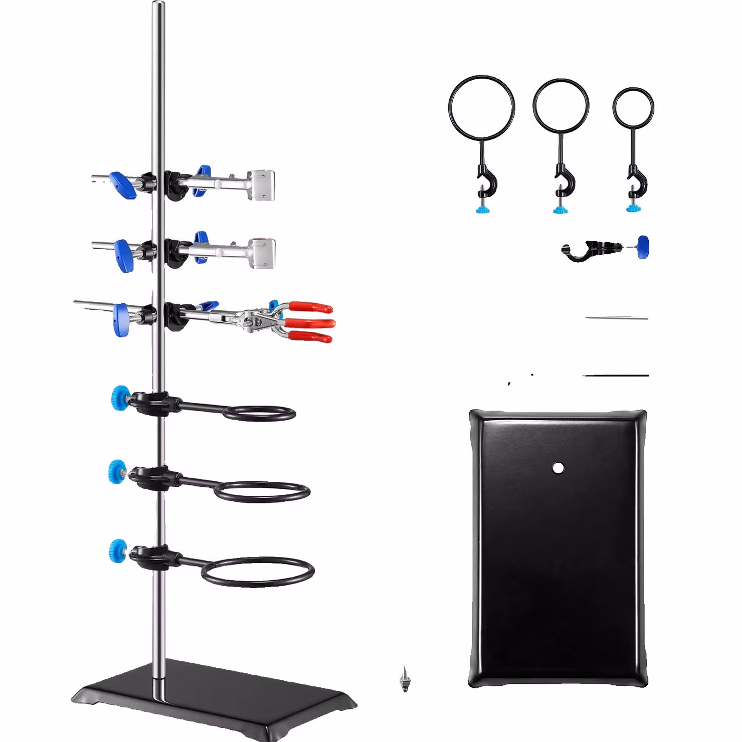 Supporto da laboratorio, altezza 23,6", morsetti regolabili