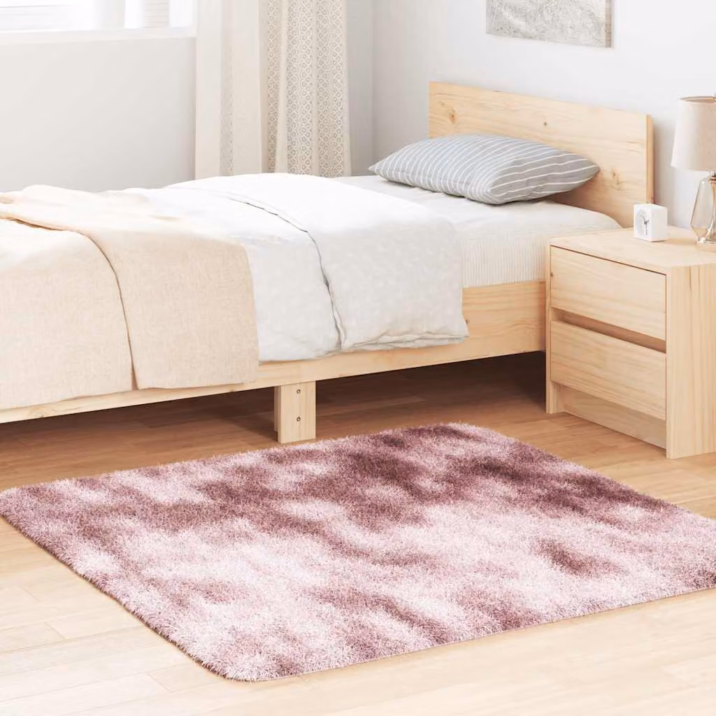 Tappeto Shaggy a Pelo Lungo vidaXL NAVARRA Rosa Antico, Quadrato, 120 x 120 cm