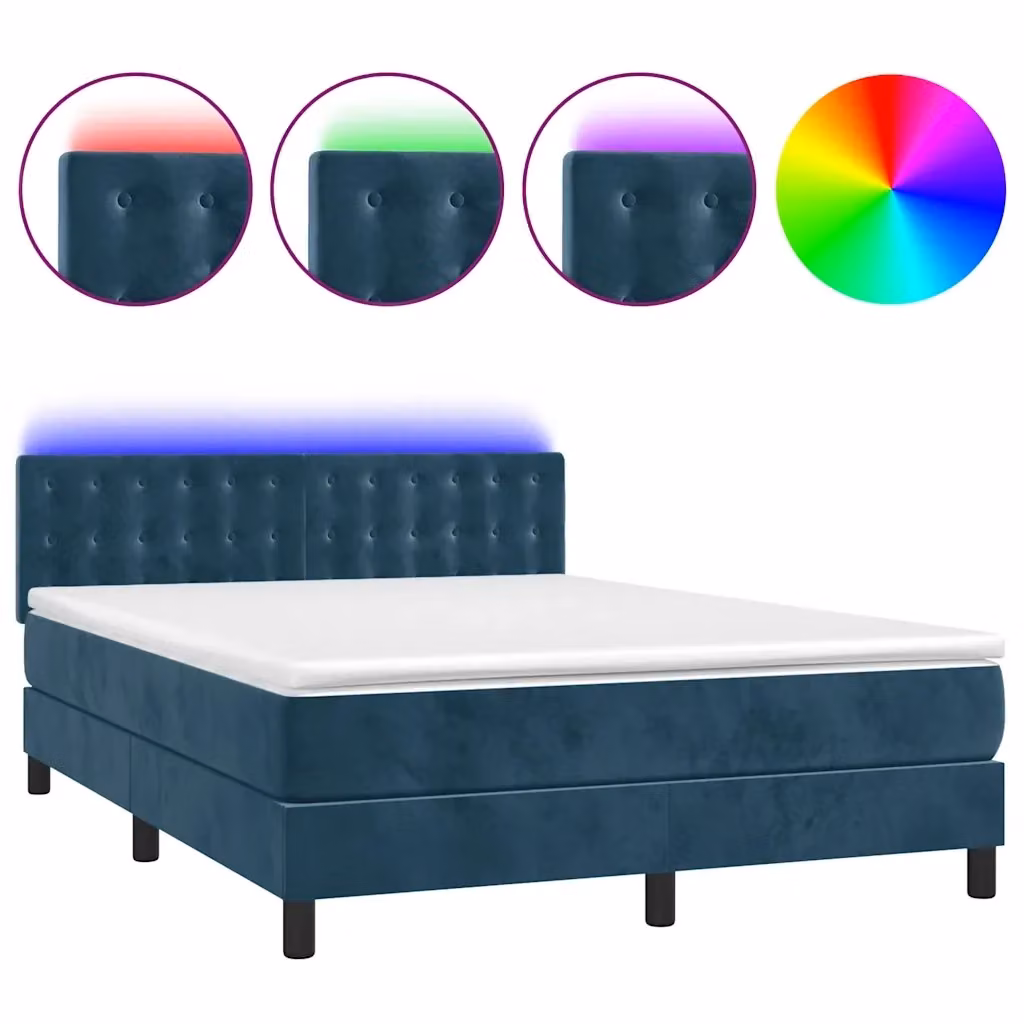 Letto Ibrido con Materasso e Illuminazione LED vidaXL, Blu e Bianco, L/P: 140 x 190 cm – 2