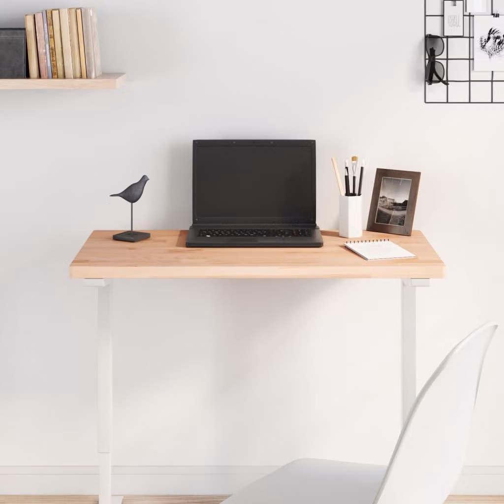 Piano Tavolo Rettangolare in Legno Massello di Faggio vidaXL, Marrone, L 80 cm x P 40 cm x H 2,5 cm