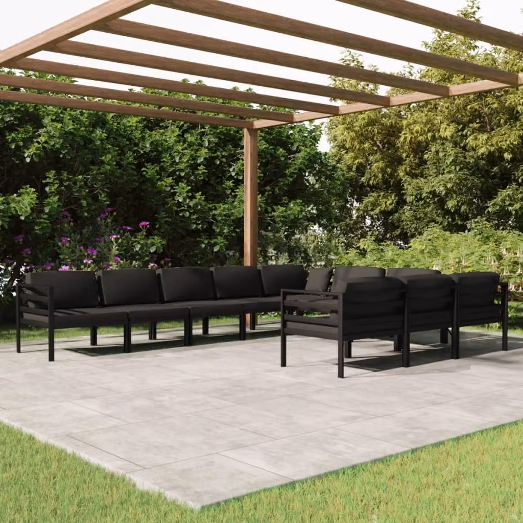 Maison Exclusive - Set Divani da Giardino 10 pz con Cuscini in Alluminio Antracite