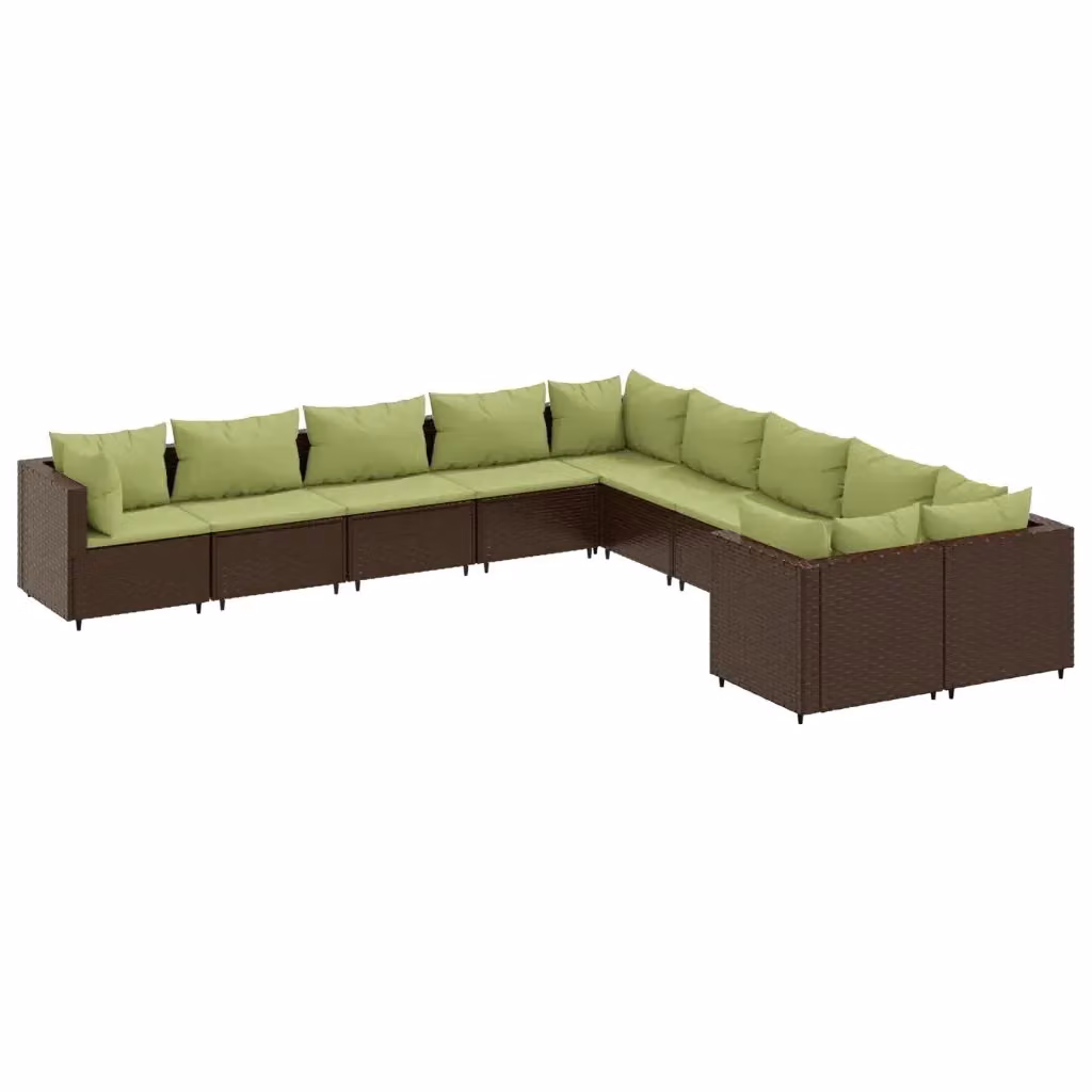 Set di Divani da Giardino a Forma di U vidaXL in Polyrattan Marrone con Cuscini Inclusi – 2