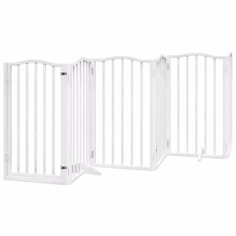 Cancello Cani Porta Pieghevole Bianco 6 Pannelli 300 cm Pioppo