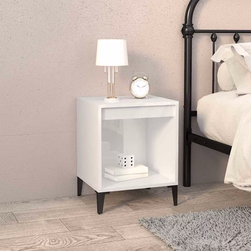 vidaXL Comodino Moderno Bianco Lucido L: 40 cm, P: 35 cm, H: 50 cm
