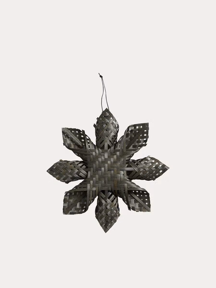 Ornamento natalizio a stella Tura Kenay Home, decorazione sospesa in rattan grigio, grande – 2