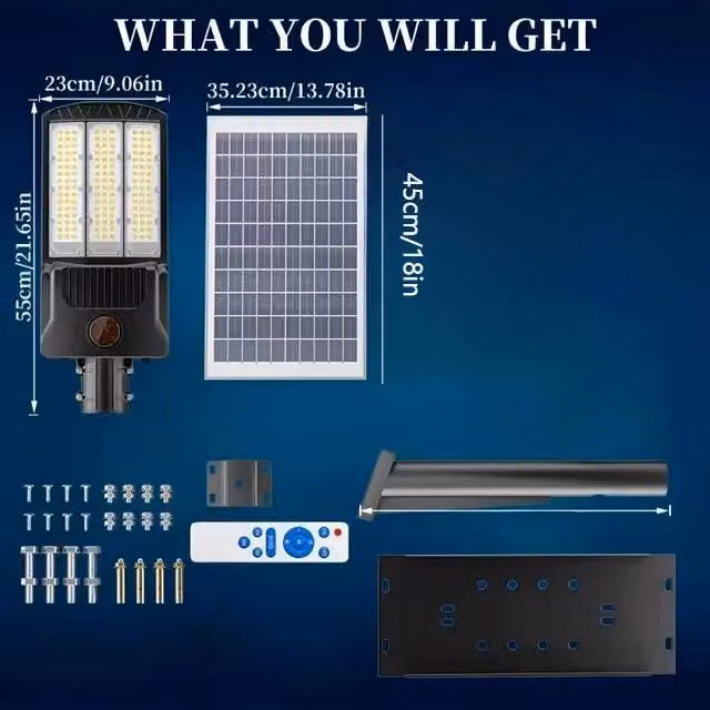Lampione solare - Lampada esterna a LED - 1 piccolo pannello solare - Sensore di luminosità - Dimmerabile - Grado di protezione IP67 - Batteria al litio - 5 metri
