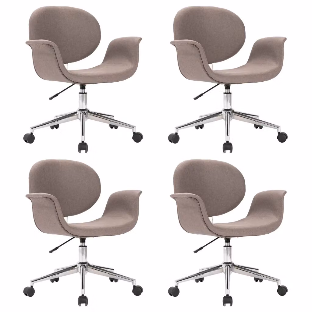 Set di 4 sedie da pranzo girevoli vidaXL in tessuto grigio con ruote e design moderno – 2