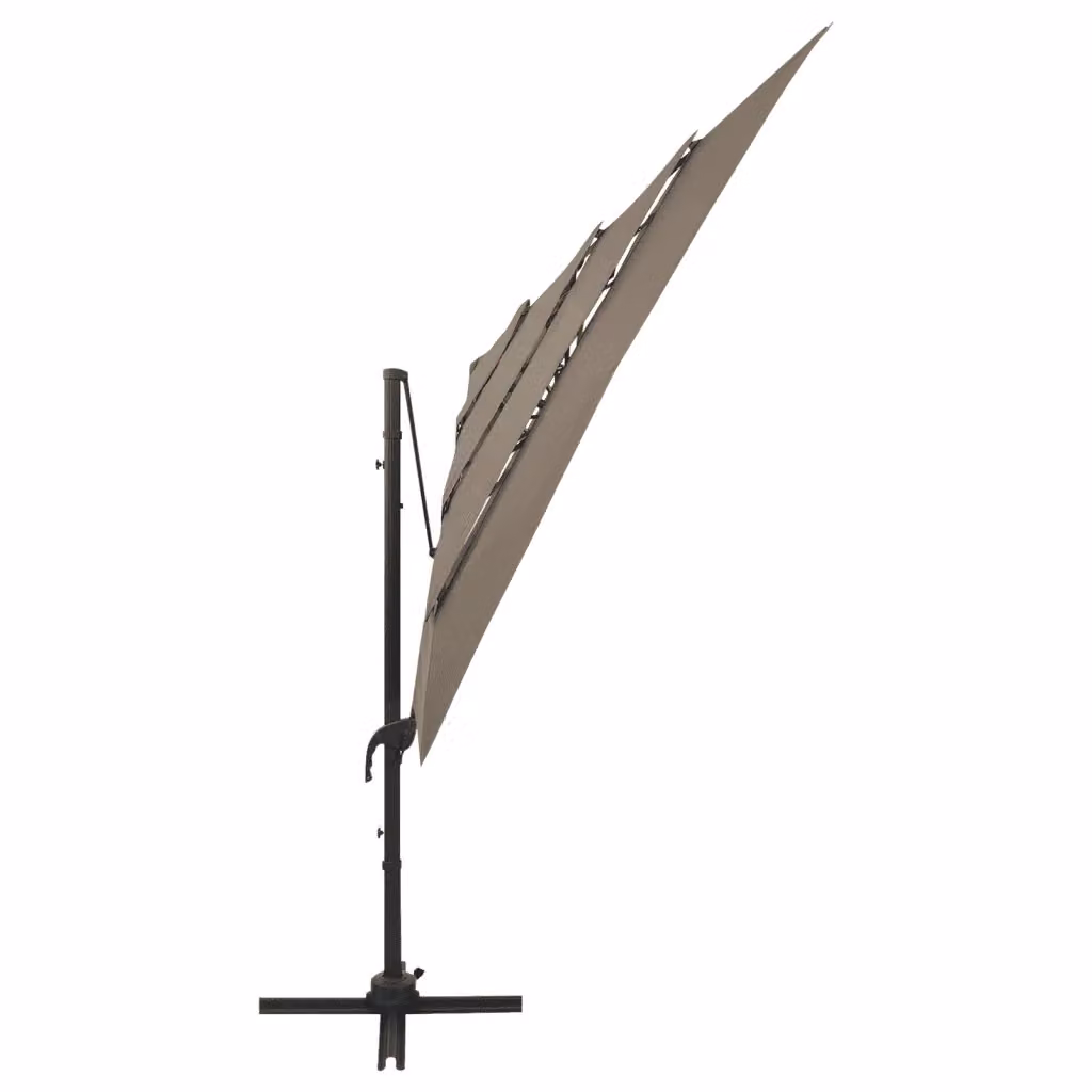 Ombrellone a sbalzo Videx con 4 livelli in alluminio e poliestere, colore beige, L 250 x P 250 cm – 2