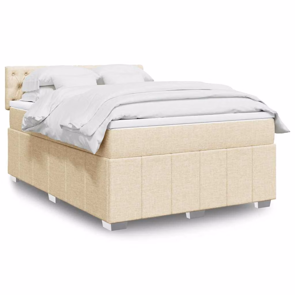 vidaXL Letto Ibrido Moderno con Materasso a Molle Insacchettate, Colore Beige e Bianco, L/P/H: 140 x 190 x 76,5 cm