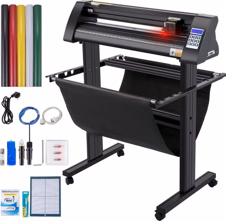 Plotter da taglio per vinile Max. Avanzamento carta 720 mm - Forza di taglio del plotter vinile 500 g - Taglierina con occhio ottico - Software Signmaster - Motore passo-passo - Plotter semiautomatico con supporto.