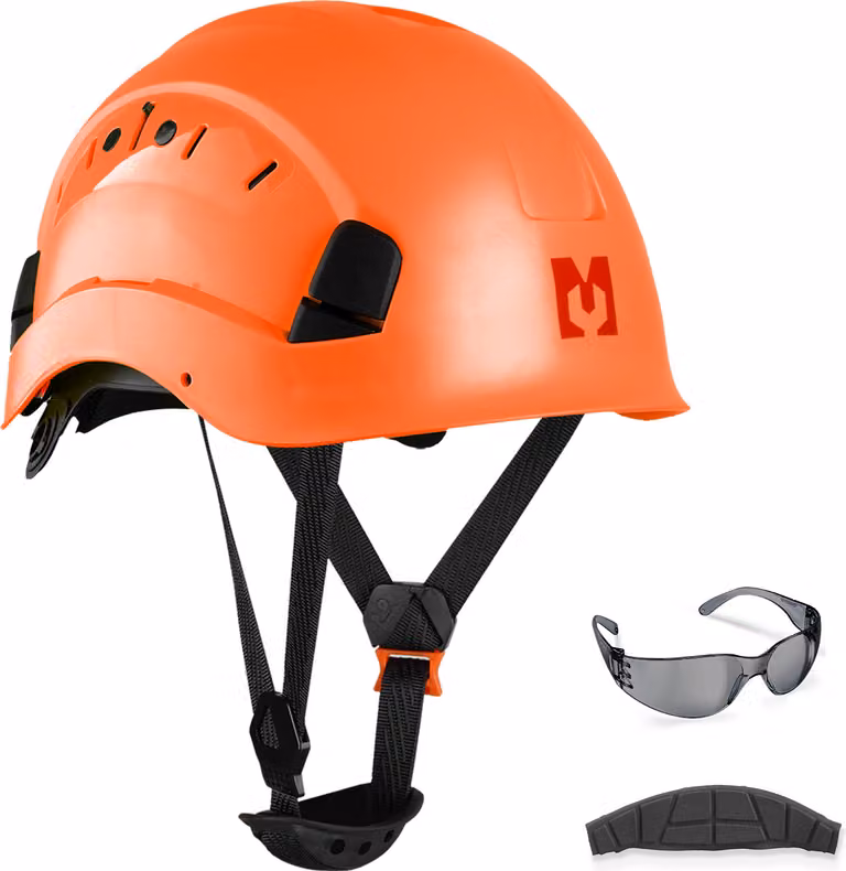 Set di caschi di sicurezza Mustbau - casco di sicurezza con occhiali di sicurezza, cinturino regolabile da 53 a 63 cm