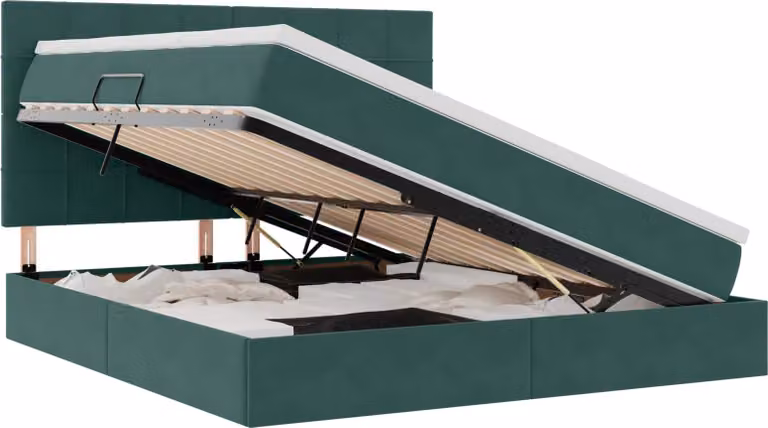 Letto con contenitore LED e materasso Verde Scuro 180 x 200 cm