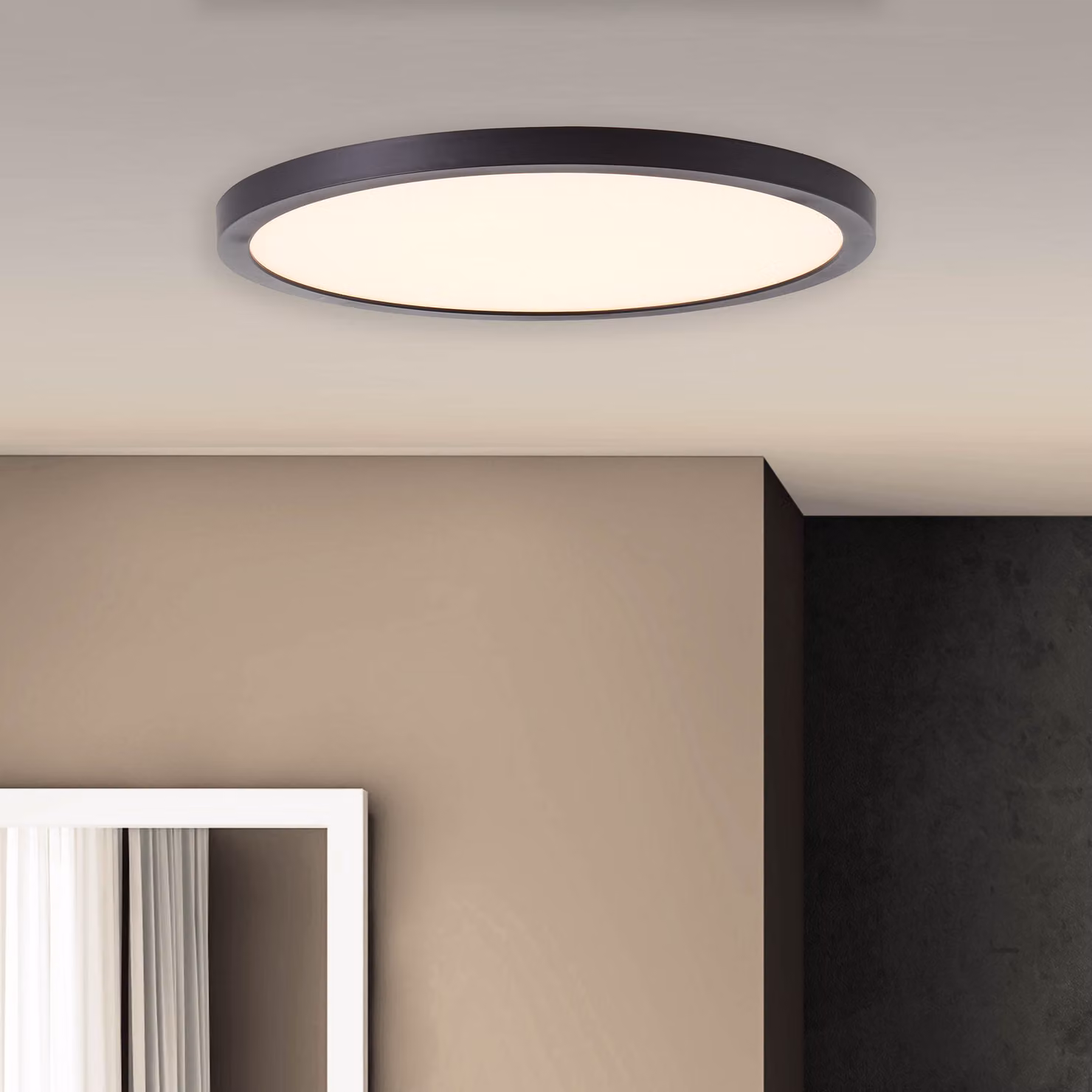 BRILLIANT LED pannello a superficie TUCO | Ø 25 cm plafoniera funzionale | 16 W 2100 lm 2700 K | plastica | nero/bianco