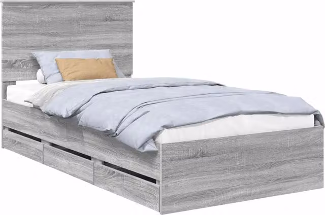 Letto singolo | Letto per adulti | Struttura del letto con cassetto Grigio Sonoma 100 x 200 cm