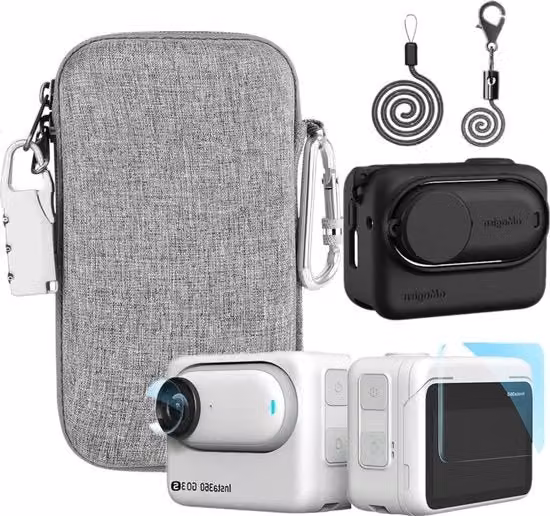 Custodia in silicone e borsa da viaggio nera per Insta360 GO 3S con protezione schermo e catena