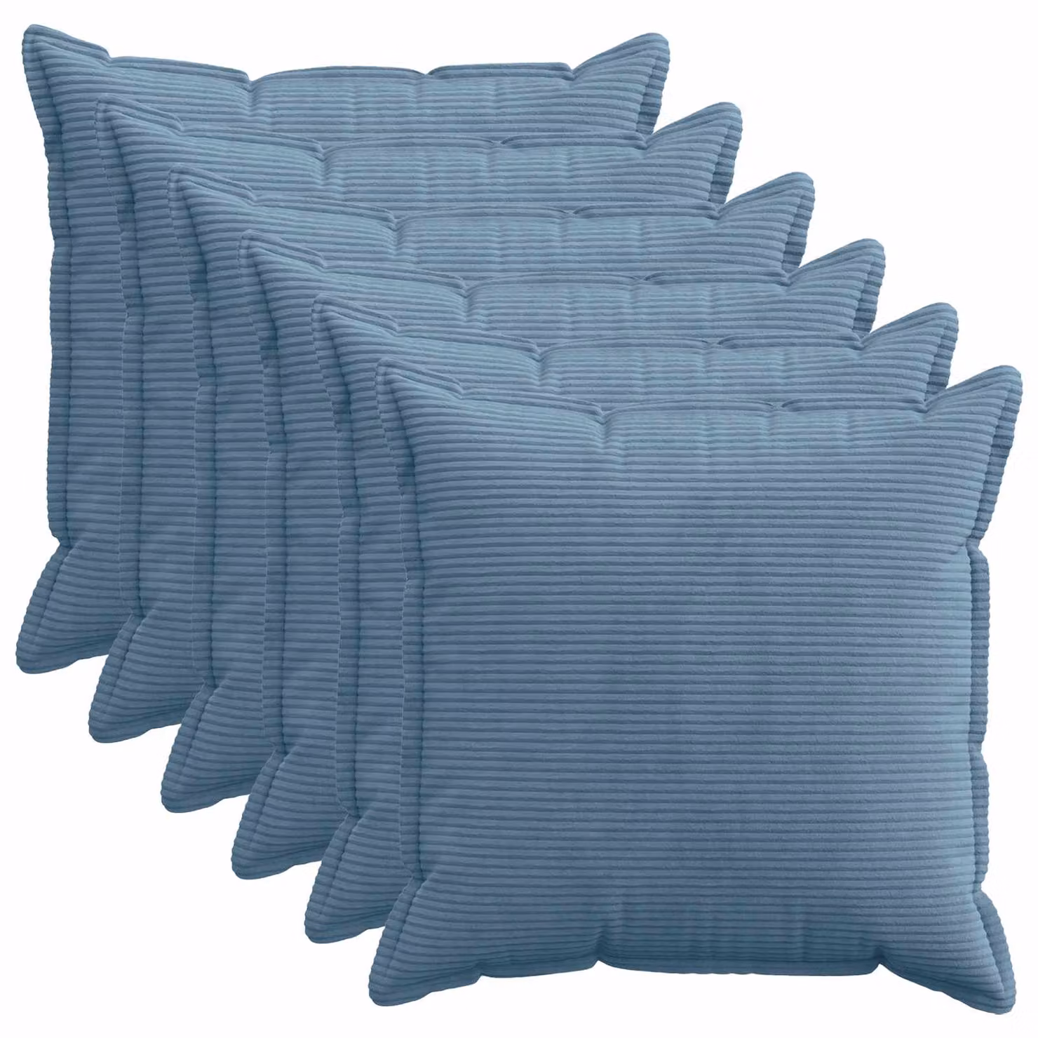 Set di 6 federe vidaXL HOUTEN in velluto a coste blu, L 65 x P 65 cm