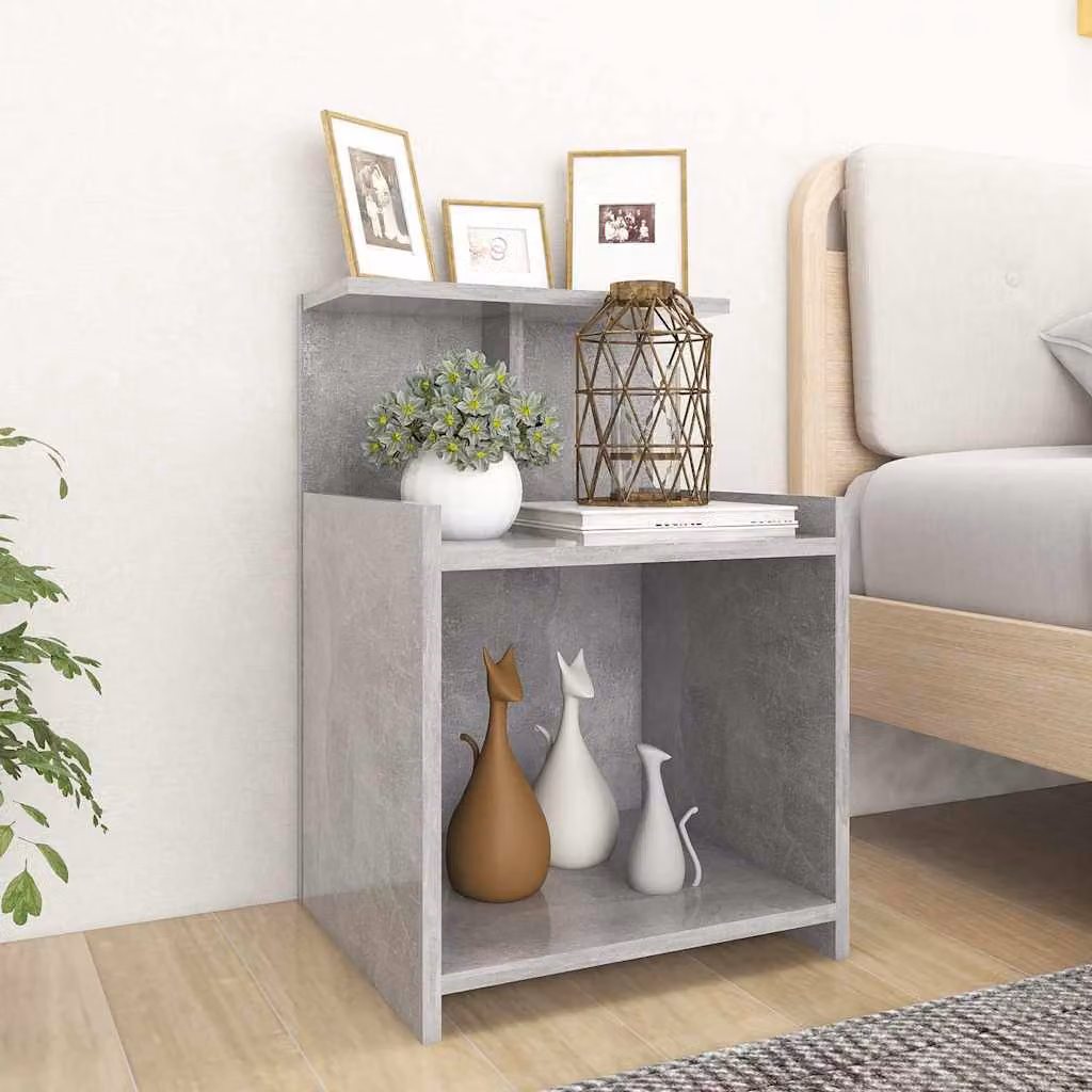 Set di 2 comodini vidaXL in legno multistrato e MDF, colore grigio cemento, design moderno, L/P/H: 40 x 35 x 60 cm