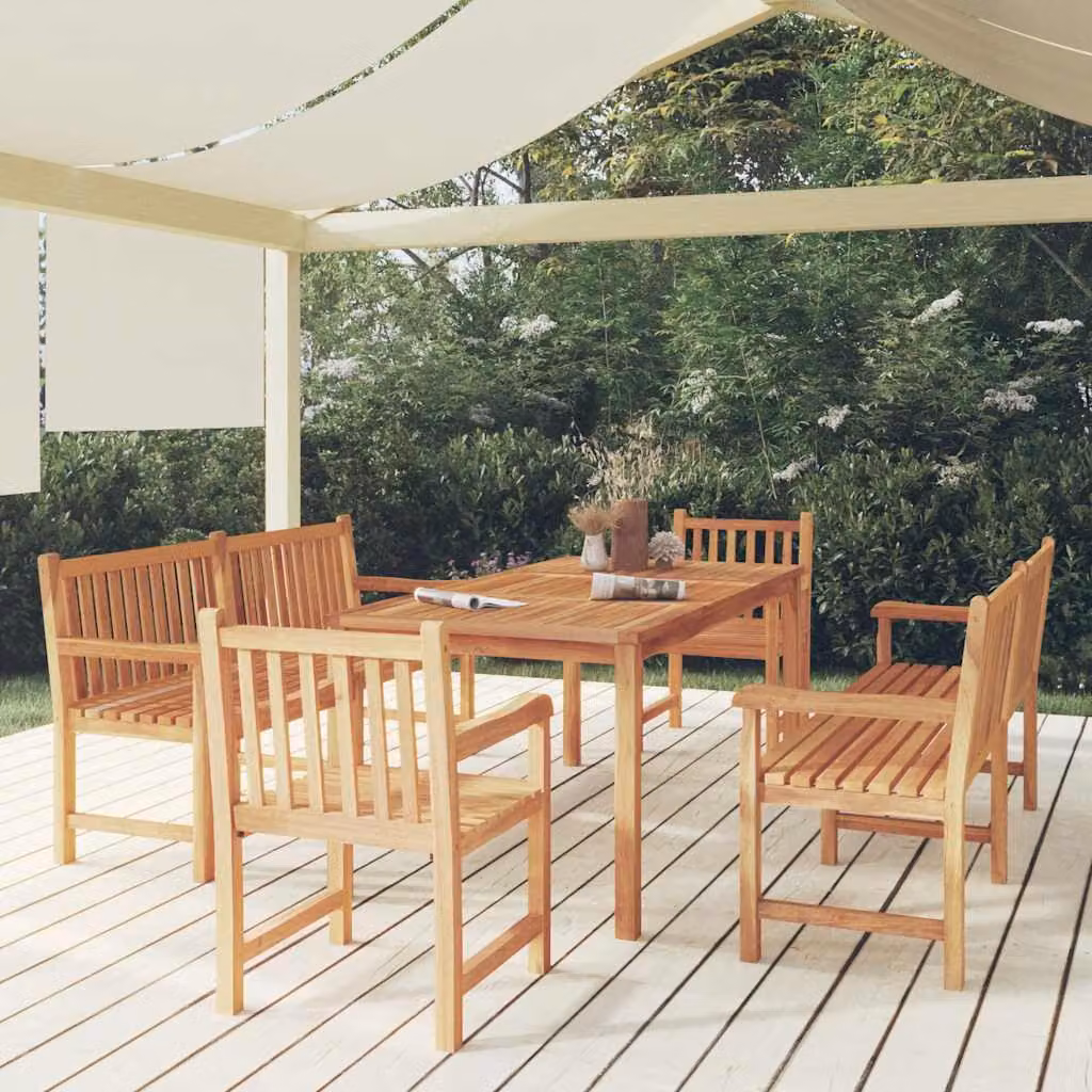 Set da pranzo per giardino vidaXL in legno di teak marrone, 5 pezzi