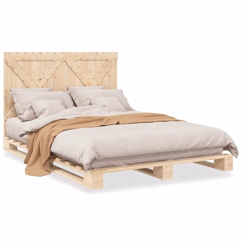 vidaXL Giroletto con Testiera in Legno Massello di Pino, L/P/H: 140 x 200 cm – 2