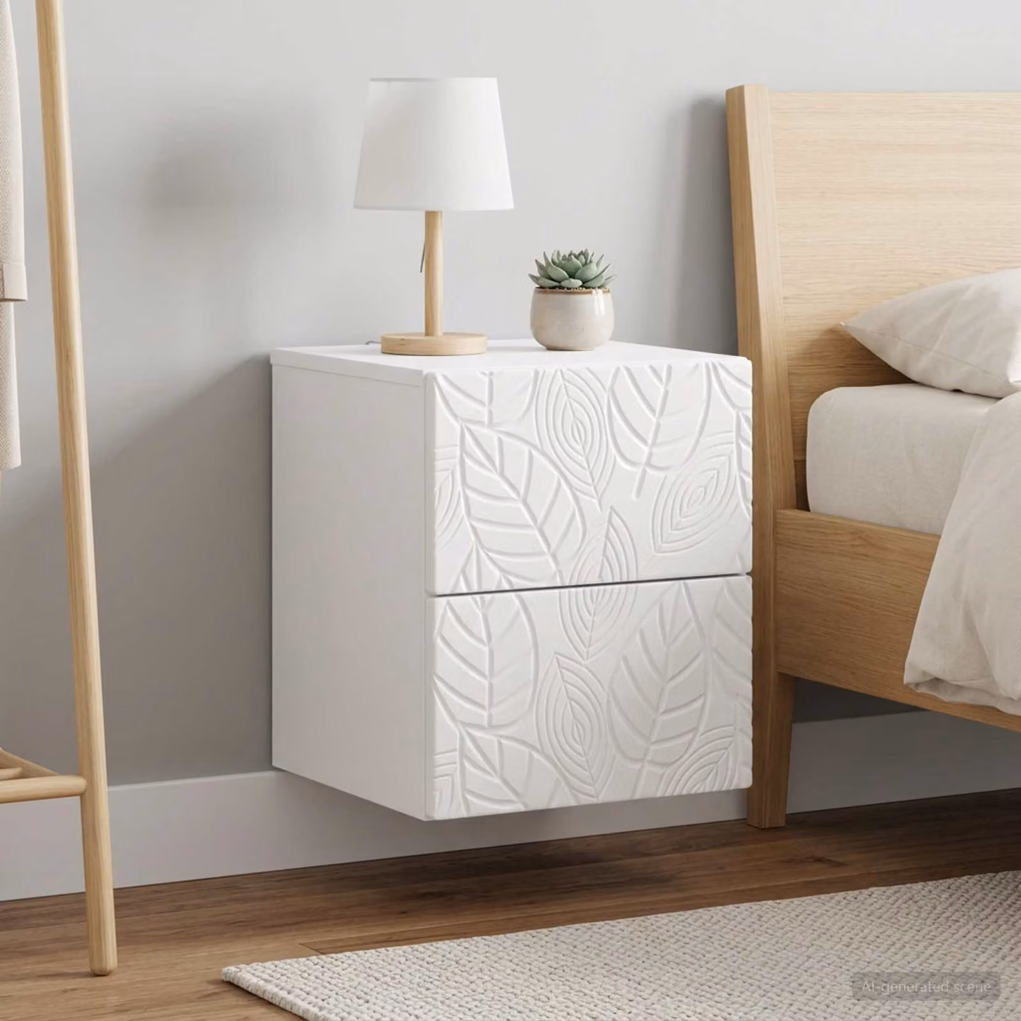 Set di 2 comodini sospesi vidaXL in bianco lucido, L 34,5 cm x P 33 cm x H 40 cm