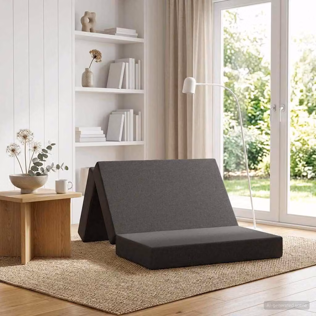 vidaXL Divano Letto Pieghevole Moderno in Tessuto Grigio L: 100 cm, P: 67 cm, H: 45 cm