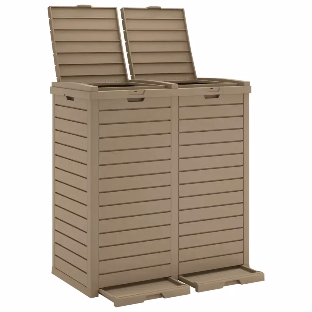 Cestino per rifiuti esterno vidaXL in plastica marrone H: 86 cm, L: 78 cm, P: 41 cm – 2