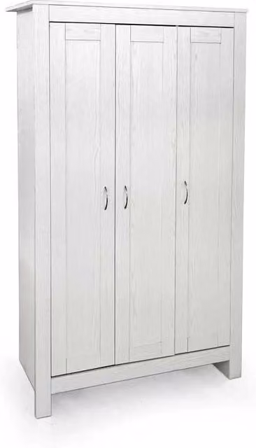 ARMADIO IN MDF TRUCIOLARE CON RIPIANI INTERNI E 3 ANTE 109X52X180 CM BIANCO