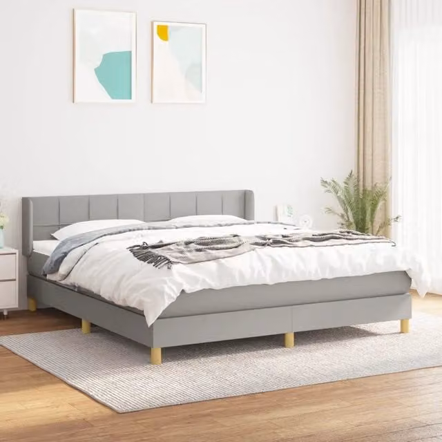Letto Ibrido con Giroletto a Molle e Materasso vidaXL in Grigio e Bianco L/P: 180 x 200 cm