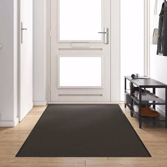Tappetino moderno vidaXL antracite e nero in poliammide e PVC, lavabile in lavatrice e antiscivolo, L: 120 cm x P: 350 cm – 1