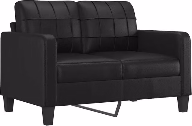 Divano da soggiorno moderno in similpelle nero con struttura in metallo DESIGN IN L: 138 cm, P: 77 cm, H: 80 cm