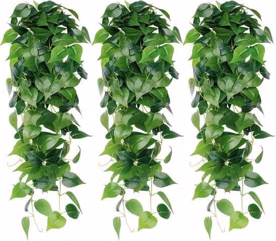 Set di 3 piante rampicanti artificiali, lunghe 90 cm, ideali per decorare pareti, camere da letto e interni ed esterni
