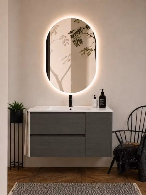 Mobile bagno con lavabo ORIGENBATH ITACA senza specchio 90x40 cm grafite