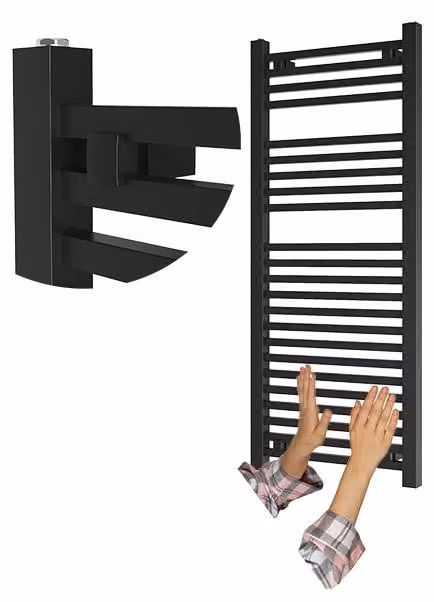 Granitan - Termoarredo bagno - Scaldasalviette 120x50 cm - Radiatore nero - portasciugamani - BERGEN