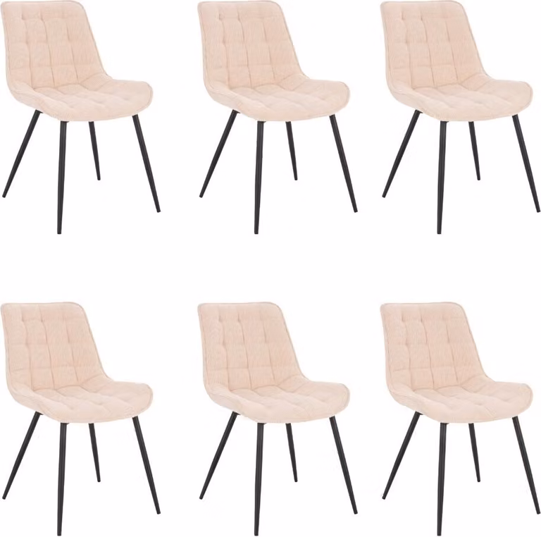 Home Deluxe - Sedia imbottita IKALO set di 6 - colore: crema - imbottitura morbida, carico massimo 120 kg I Sedia da cucina Sedie da pranzo Sedie da sala da pranzo