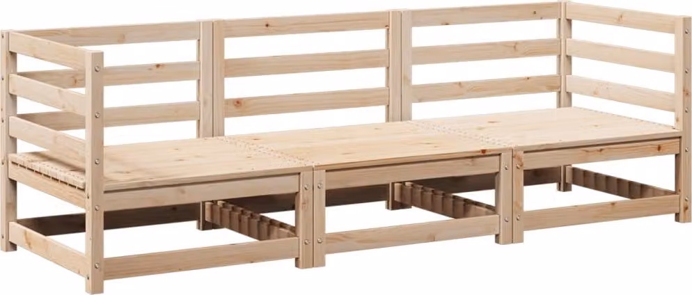 Set Divani da Giardino 3 pz in Legno Massello di Pino