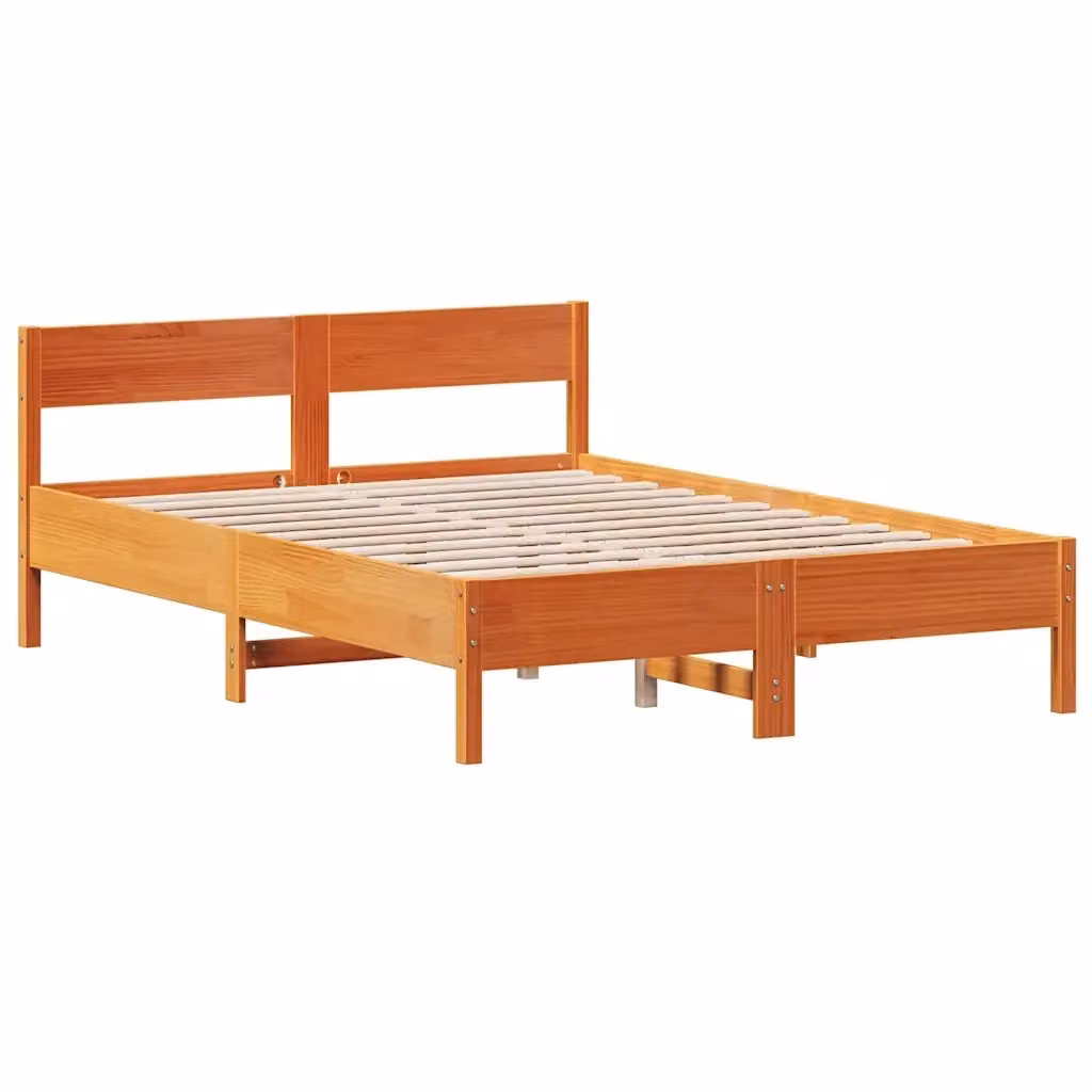 Letto in legno di pino Marrone Cera vidaXL senza materasso L/P/H: 155.5 x 150 x 205.5 cm – 2
