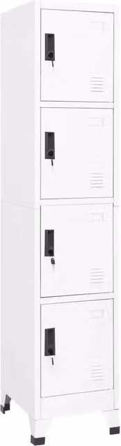 Armadietto moderno HELLOSHOP26 in metallo bianco opaco con serratura, L/P/H: 38 x 15 x 180 cm