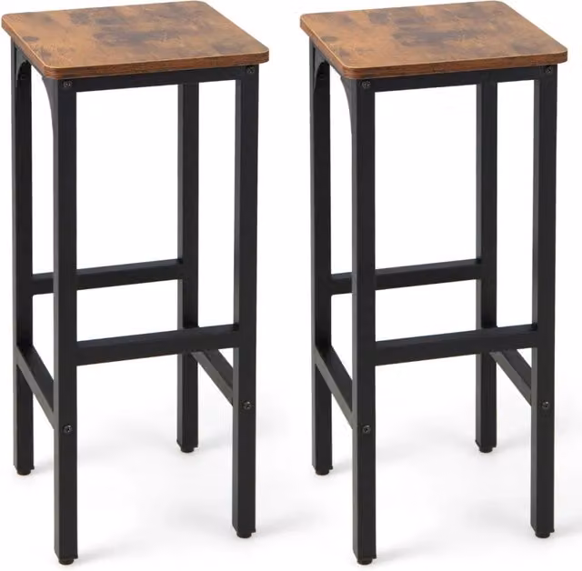Set di 2 sgabelli da bar in metallo 30 x 30 x 71,5 cm con poggiapiedi ergonomico stile industriale legno marrone rustico 20_0019286
