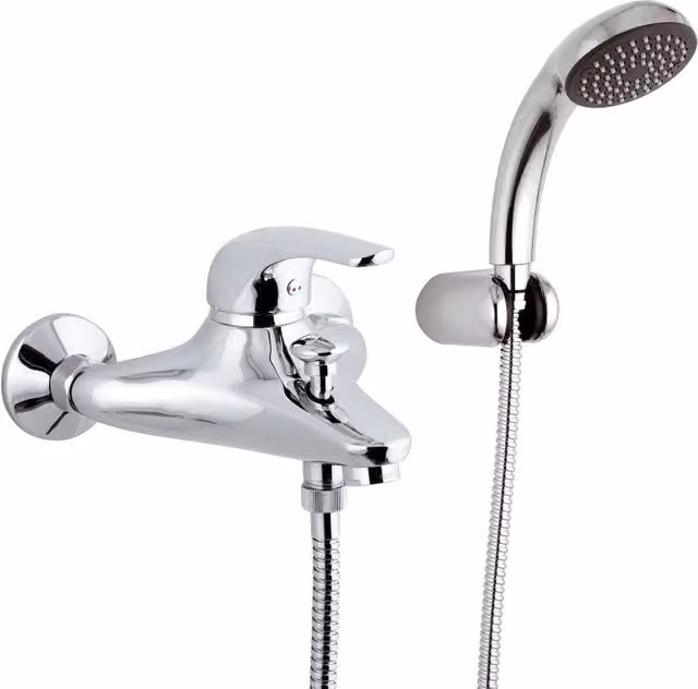 Rubinetto esterno per vasca con doccia duplex serie Project Remer in ottone cromato argento a leva singola