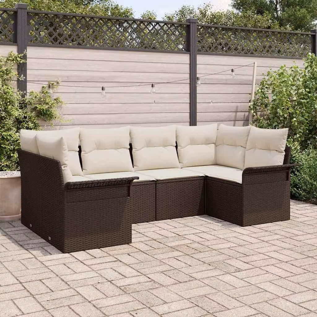 Maison Exclusive - Set Divano da Giardino con cuscino 6 pcs Marrone Poly Rattan