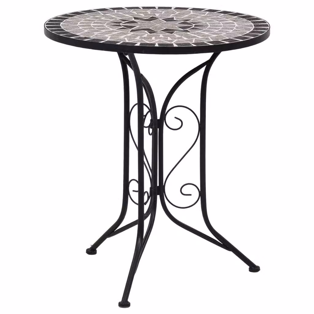 The Living Store Tavolo Bistro Mosaico Grigio 61 cm Vetroceramica
