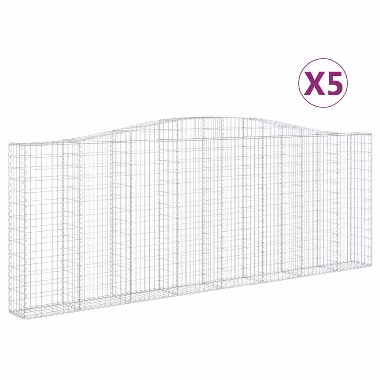 Cesti Gabbioni ad Arco 5 pz 400x30x140/160 cm Ferro Zincato
