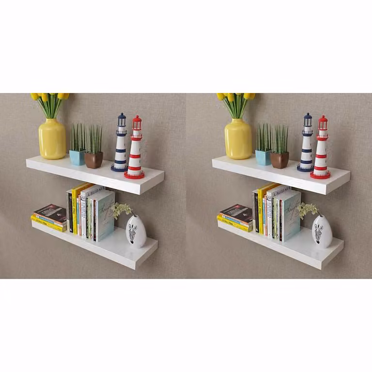 Set di 4 mensole a parete vidaXL in MDF bianche, larghezza: 60 cm