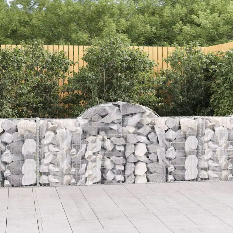 Set di 20 cesti gabbioni ad arco vidaXL in acciaio zincato grigio, L: 200 cm, P: 30 cm, H: 80-100 cm