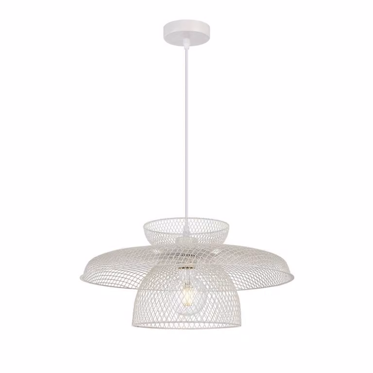 Viokef Lampada a sospensione Maronti, dimmerabile, Bianco / Opale, Soggiorno / Sala da pranzo, Metallo, Moderno, Lampada a sospensione