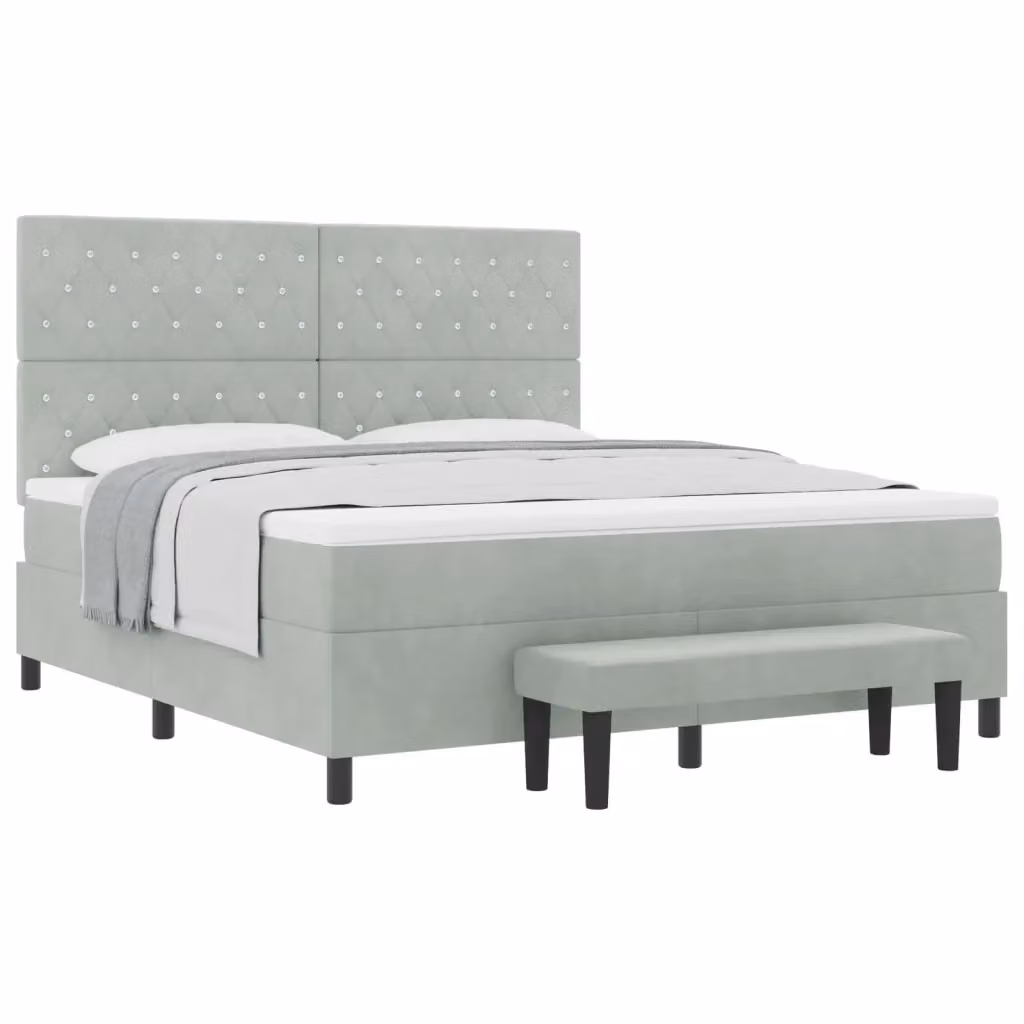 Letto contenitore moderno vidaXL in velluto grigio con testiera L: 180 cm, P: 200 cm, H: 203 cm – 2